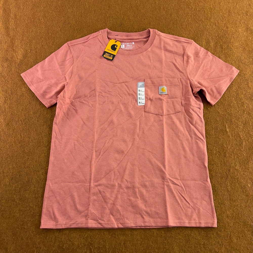 Carhartt Womens Small Pink Loose Fit Heavyweight Pocket K87-W T-Shirt NWT